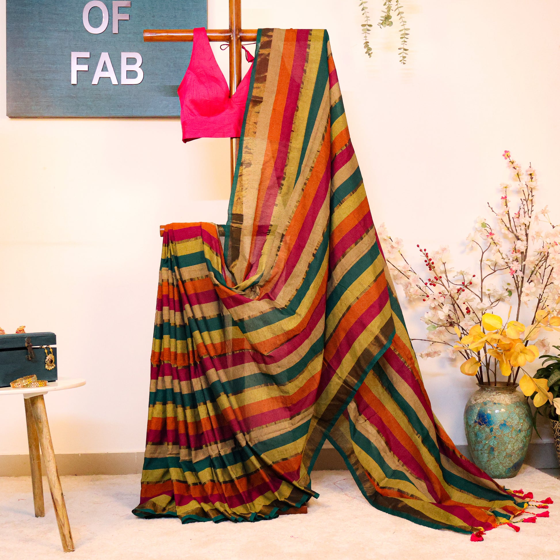 Rukmini - Khadi Multicolor Saree