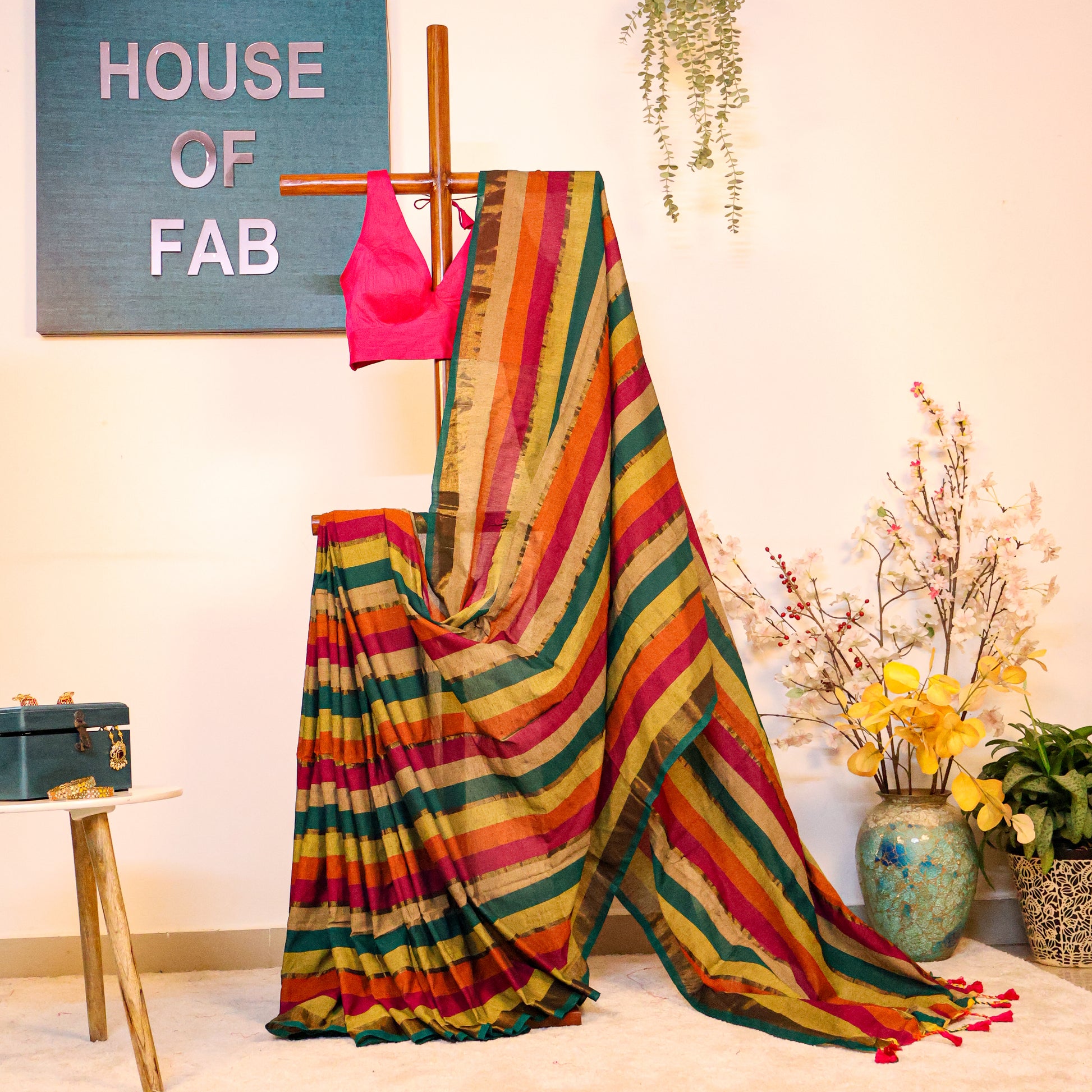 Rukmini - Khadi Multicolor Saree