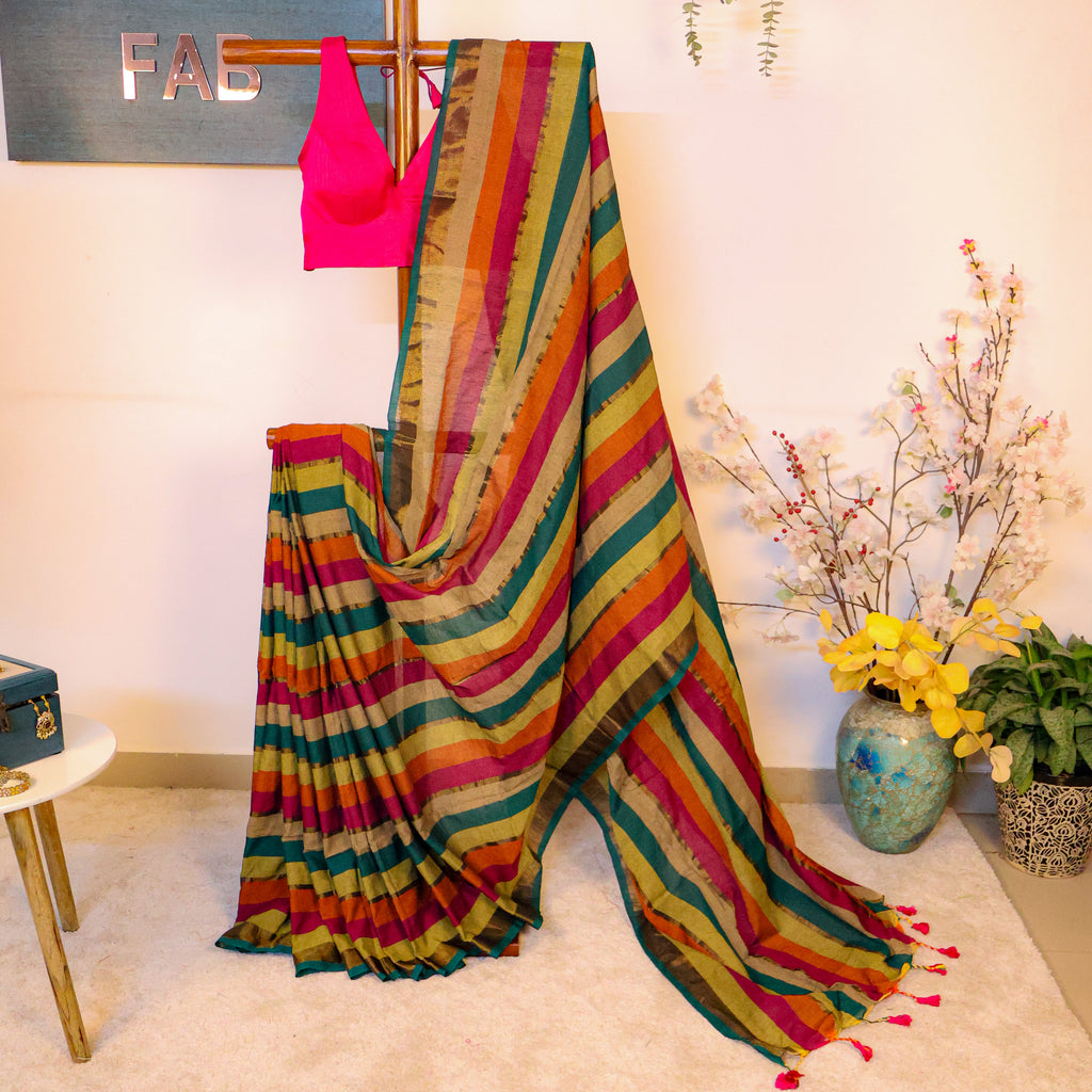 Rukmini - Khadi Multicolor Saree
