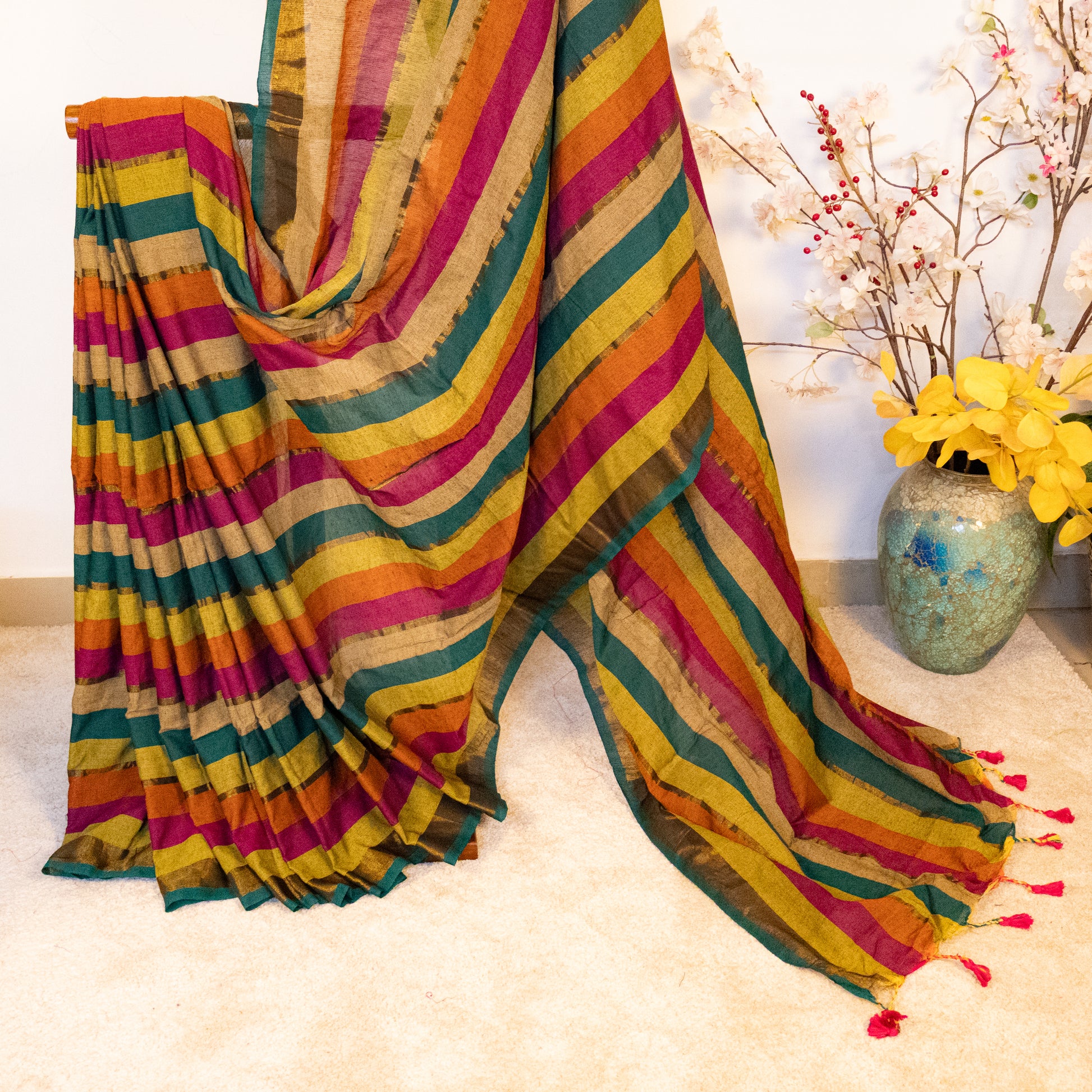 Rukmini - Khadi Multicolor Saree