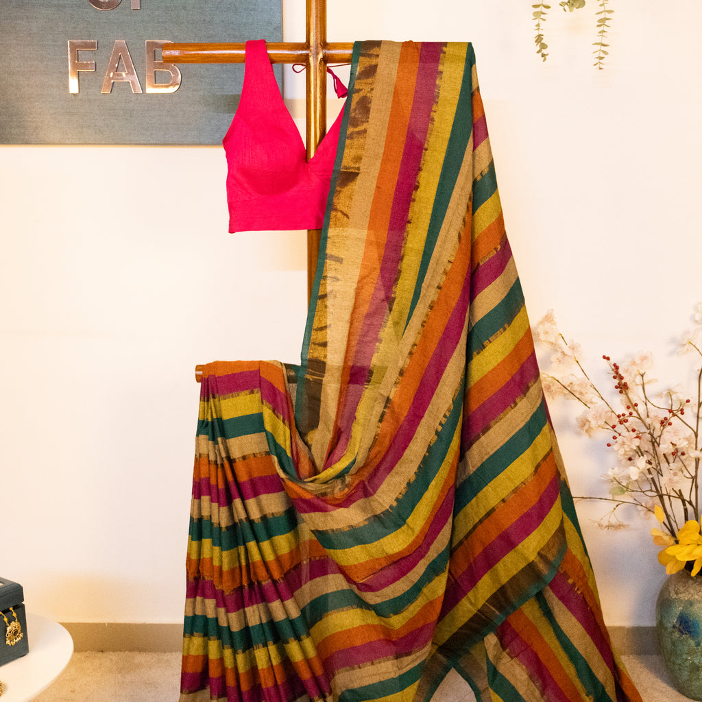 Rukmini - Khadi Multicolor Saree